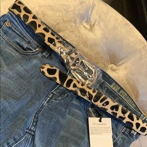 Hairon leather belt, handmade, silver buckle